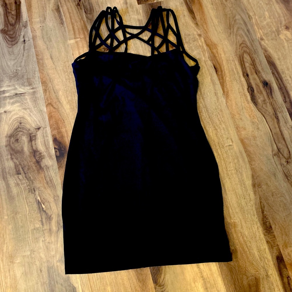 Miss Selfridge black mini dress with stretch. Size M